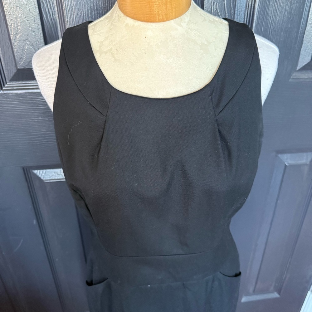 J. Crew Suiting Black Sleeveless Sheath Dress Crew Neck Midi Size 10 - Picture 2 of 10